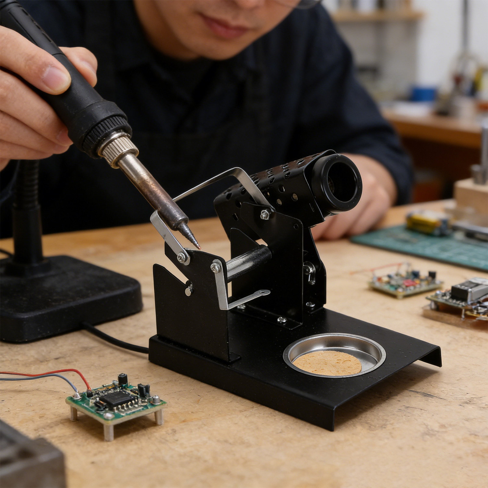 Diy Electronics Cleaner - Soldering Iron Stand with Sponge Holder