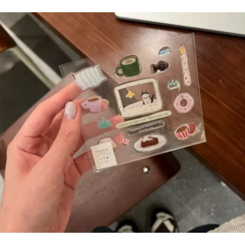 Cute Black Cat Clock Sticker S - đánh giá và giá Diy Electronic