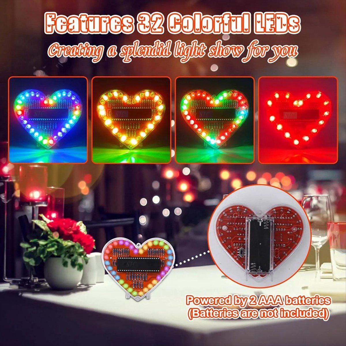 REST Heart Shaped RGB LED Flas - đánh giá và giá Diy Electronics Projects For Students