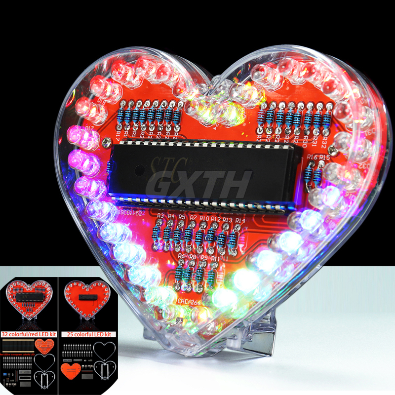 Colorful LED Love DIY Kit MCU  - đánh giá và giá Diy Electronics Projects For Students