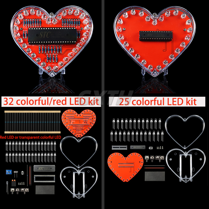Colorful LED Love DIY Kit MCU  - đánh giá và giá Diy Electronics Projects For Students