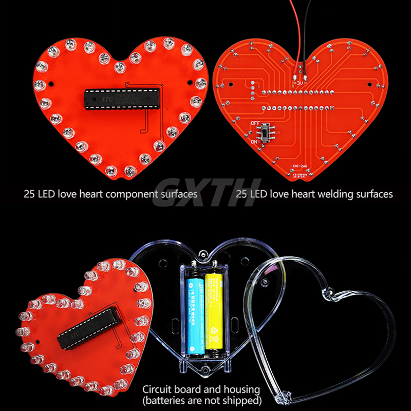 Colorful LED Love DIY Kit MCU  - đánh giá và giá Diy Electronics Projects For Students