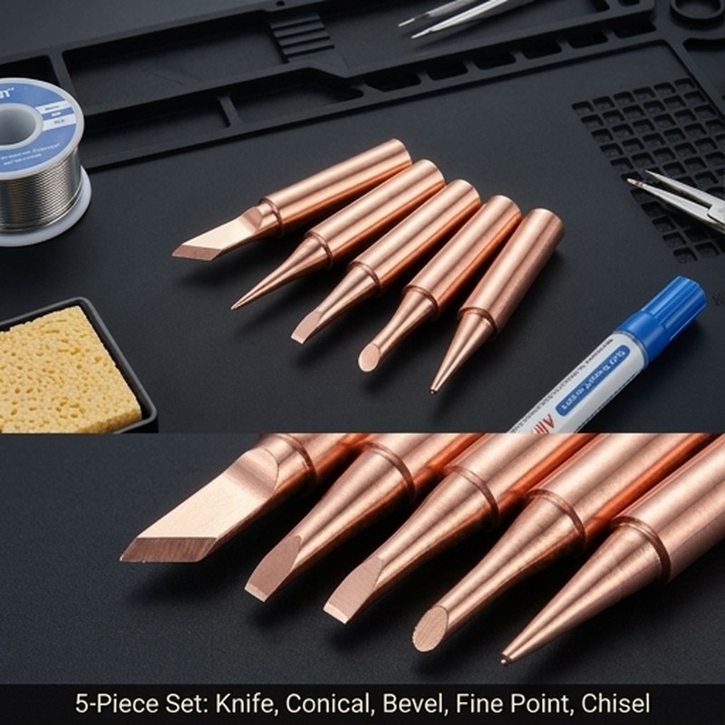 900M Soldering Iron Tip Set 5P - đánh giá và giá Diy Electronics Bench