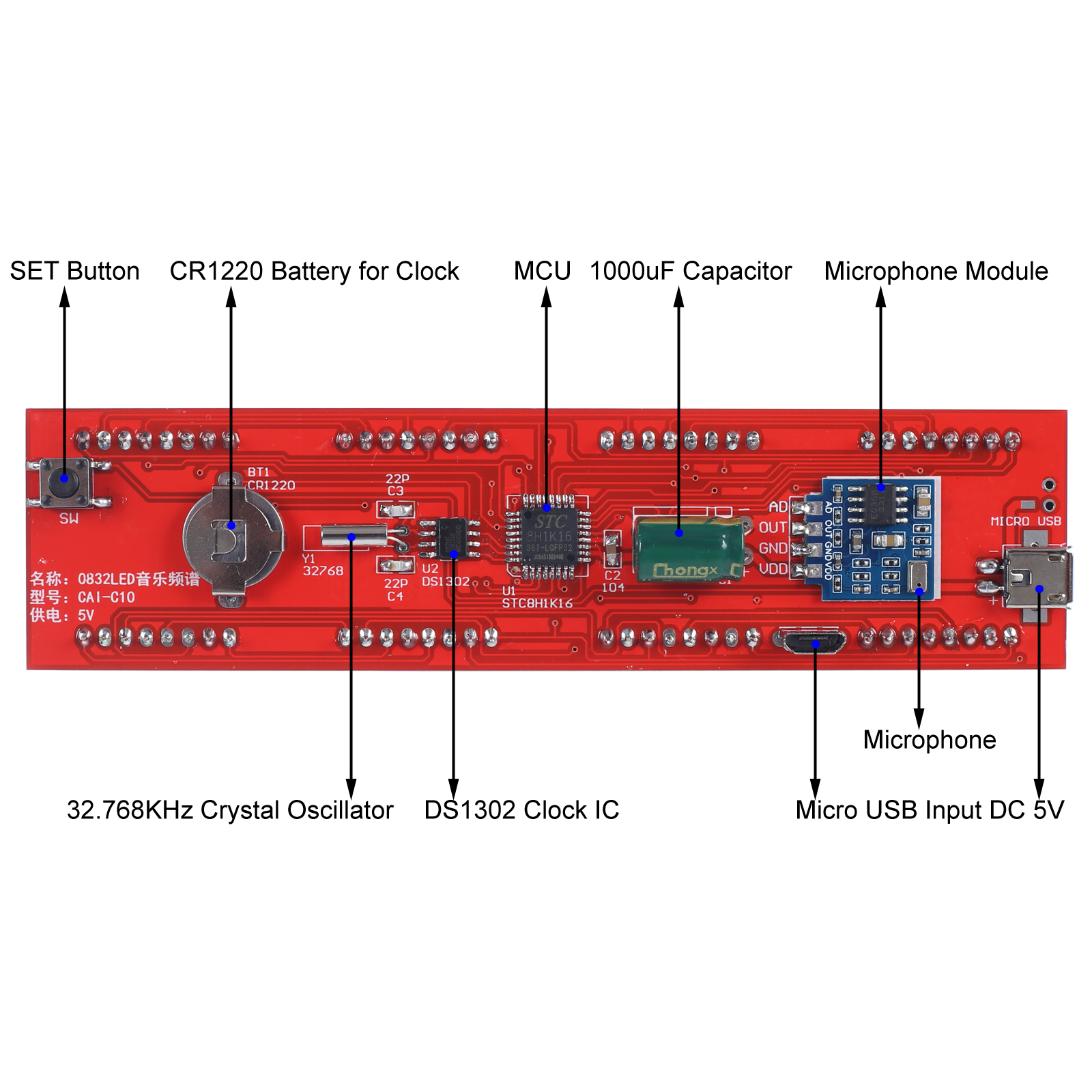 DIY Clock Kit Green LED Music  - đánh giá và giá Diy Electronics Projects For Students